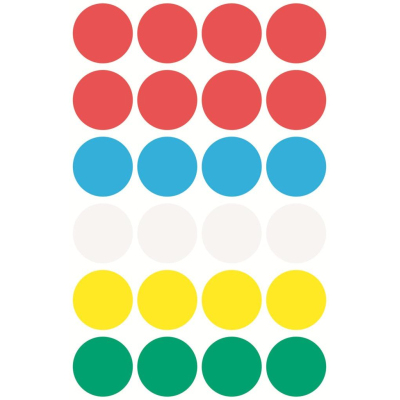 Этикетки самоклеящиеся точки, 3089, d=18mm, разноцветные, 96шт/уп