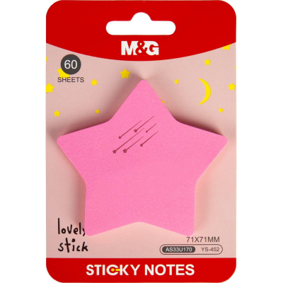 Стикеры с клеевым краем M&G, 71x71 мм, 60 л, цвет и дизайн в ассортм