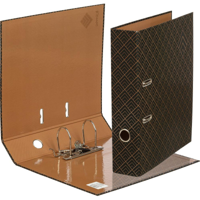 Папка-регистратор КОМУС Art Deco черный, карт., матов.лам., УФ-лак, 75мм