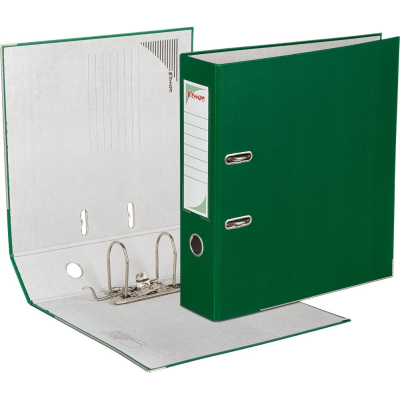 Папка-регистратор с арочн.мех.Комус Экономи 80мм,зелая,ПБП1,карм.кор,мет.уг