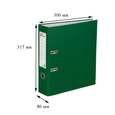 Папка-регистратор с арочн.мех.Комус Экономи 80мм,зелая,ПБП1,карм.кор,мет.уг