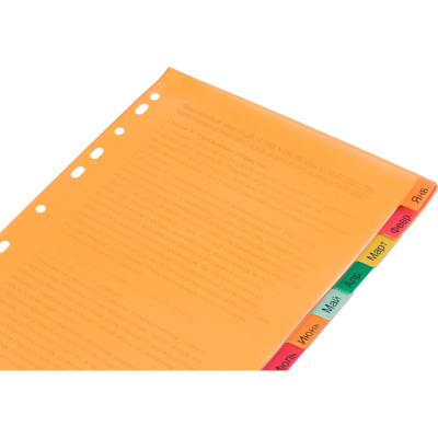 Разделитель листов Комус, А4, 12 разделов, янв-декабрь, цветн.пластик