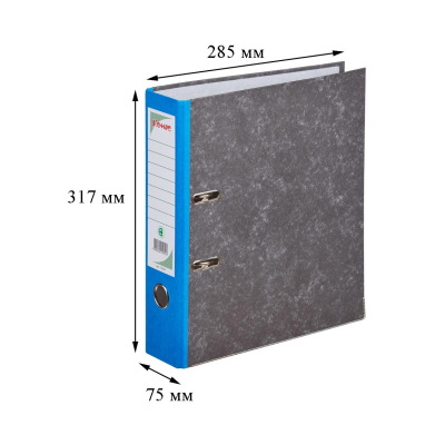 Папка-регистратор Комус мрамор.карт 75мм син кореш,бума/бум,карм.кор,мет.уг