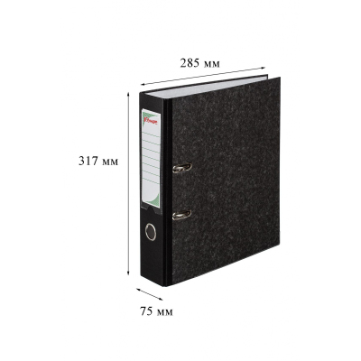 Папка-регистратор Комус мрамор.карт 75мм черн кореш,бум/бум,карм.кор,мет.уг