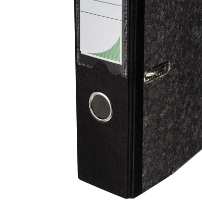 Папка-регистратор Комус мрамор.карт 75мм черн кореш,бум/бум,карм.кор,мет.уг