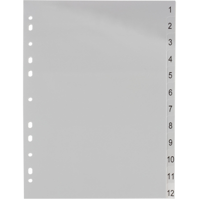 Разделитель листов 12л. цифровые пластик.Комус