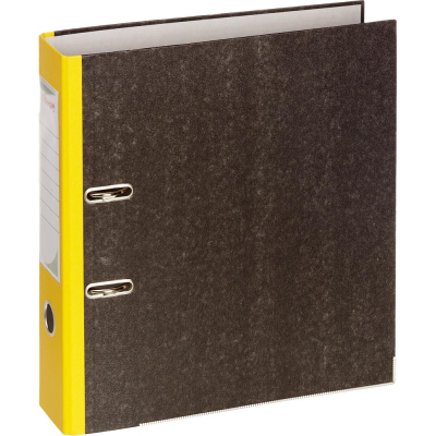 Папка-регистратор Комус мрамор.карт75мм кибер желт,бум/бум,карм.кор,мет.уг