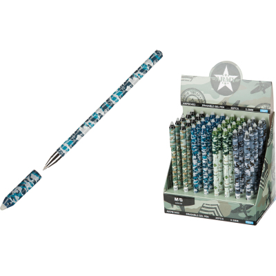 Ручка гелевая со стираемыми чернилами M&G Army, д.ш. 0,5мм, син, асс
