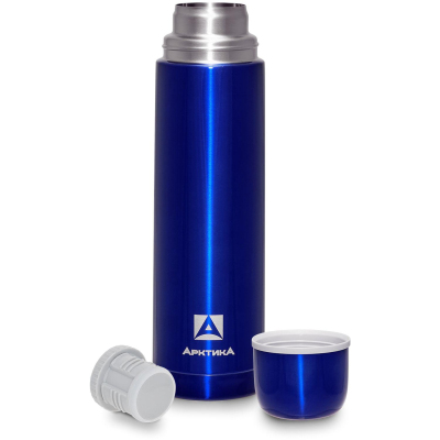 Термос с узким горлом д/напитков с глухой пробкой, 1л., синий, 102-1000-BL