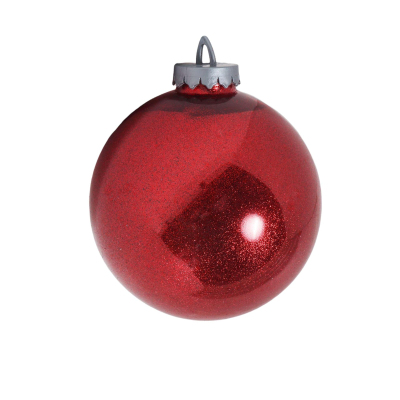 Шар елочный 250мм, с глиттером лакированный (красный) 477714