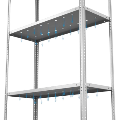 Стеллаж металлический ГТС_ТС Лайт, 2200x1000x500, Полки: 6 шт. метал. перф