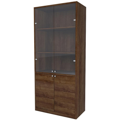 Шкаф UM_DAKAR для документов со стеклом 900х450х2000, Дуб баррик