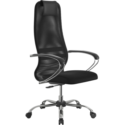 Кресло МТ_EChair 675 TTW сетка/ткань черный, хром