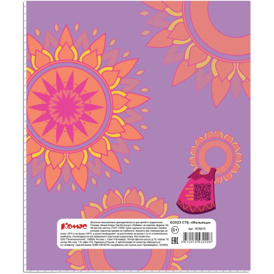 Тетрадь общая Комус Три богатыря Любава, А5, 48л, клетка, скреп., ВБ-лак