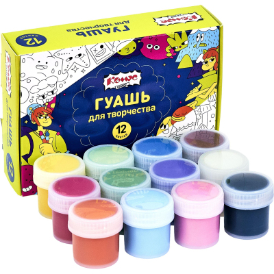 Гуашь Комус Класс Максики 12 цв/наб по 10 мл, картонная коробка