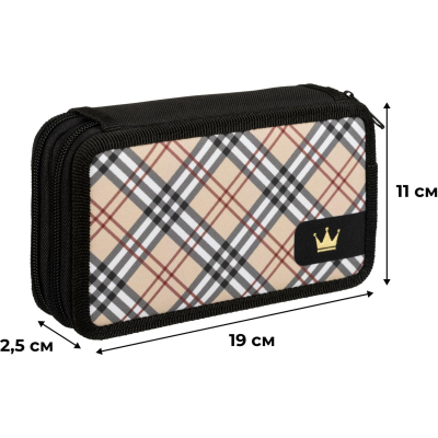 Пенал Комус Класс Queen, беж ПКТ 11-20, ткань, 2 отд., 190х110 мм