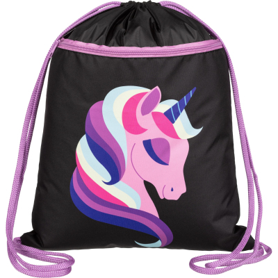 Мешок для обуви Комус Класс Единорог, черный , 360х470 мм, карман, МО-26-2