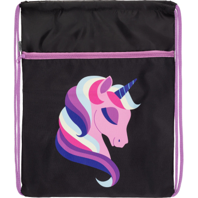 Мешок для обуви Комус Класс Единорог, черный , 360х470 мм, карман, МО-26-2