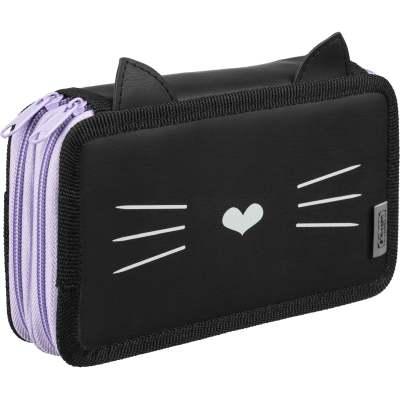 Пенал Комус Класс Kitty black ПКЗ 11-112, кож/зам, 2 отд., 190х110 мм