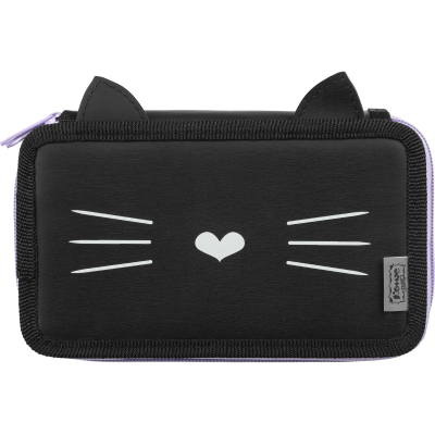 Пенал Комус Класс Kitty black ПКЗ 11-112, кож/зам, 2 отд., 190х110 мм