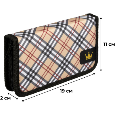 Пенал Комус класс Queen, беж, 1 секц., 190x110x20мм, ткань