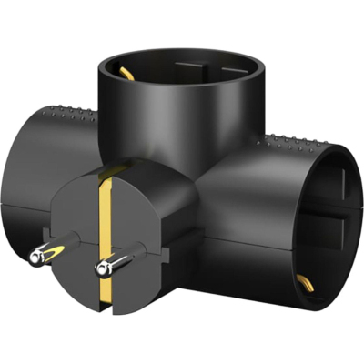 Разветвитель тройник, Т-обр. ФОТОН АМ 16-3ТЕ, 16А/4000Вт, с зазем, черный