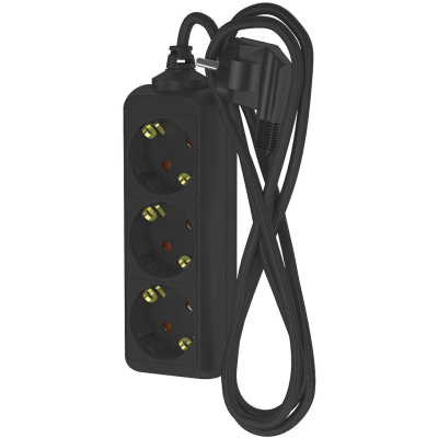 Удлинитель сетевой ФОТОН 16-23Е, 2м, 3 розетки, 16А, с заземл.,Черный