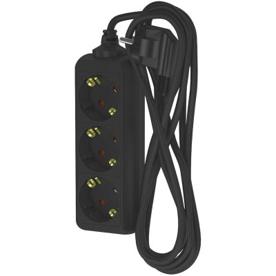 Удлинитель сетевой ФОТОН 16-53Е, 5м, 3 розетки, 16А, с заземл.,Черный