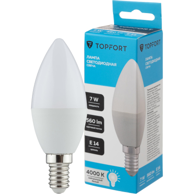 Лампа светодиодная Topfort E14 7W 4000K свеча