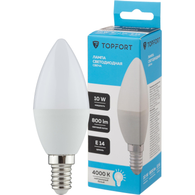 Лампа светодиодная Topfort E14 10W 4000K свеча