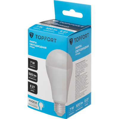 Лампа светодиодная Topfort E27 7W 4000K груша