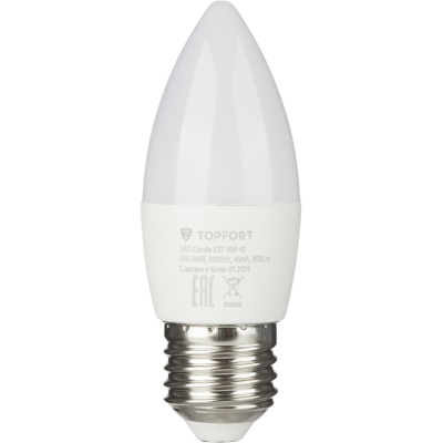Лампа светодиодная Topfort E27 10W 4000K свеча