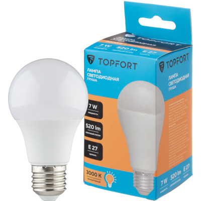 Лампа светодиодная Topfort E27 7W 3000K груша