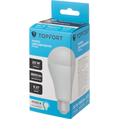 Лампа светодиодная Topfort E27 20W 4000K груша