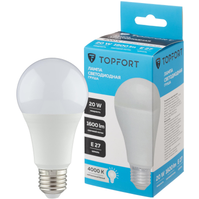 Лампа светодиодная Topfort E27 20W 4000K груша