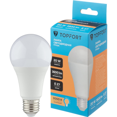 Лампа светодиодная Topfort E27 20W 3000K груша