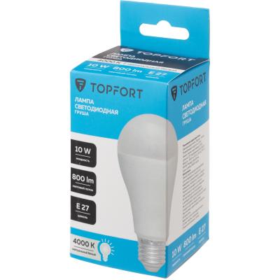Лампа светодиодная Topfort E27 10W 4000K груша