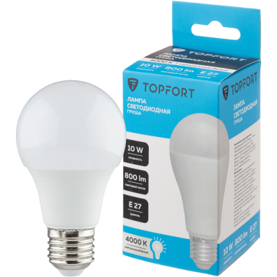 Лампа светодиодная Topfort E27 10W 4000K груша