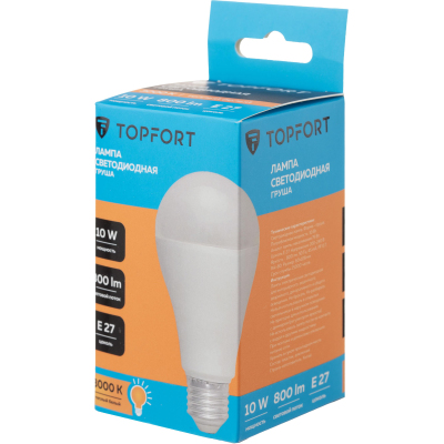 Лампа светодиодная Topfort E27 10W 3000K груша