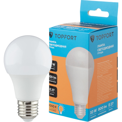 Лампа светодиодная Topfort E27 10W 3000K груша