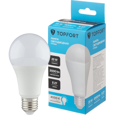 Лампа светодиодная Topfort E27 25W 4000K груша