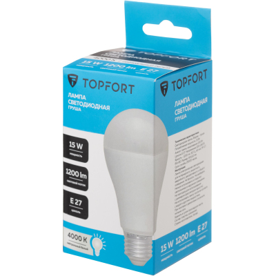 Лампа светодиодная Topfort E27 15W 4000K груша