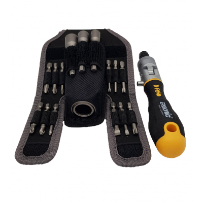 Трещотка поворотная Ergonic K с набором бит в чехле, 16 шт Felo 06071604