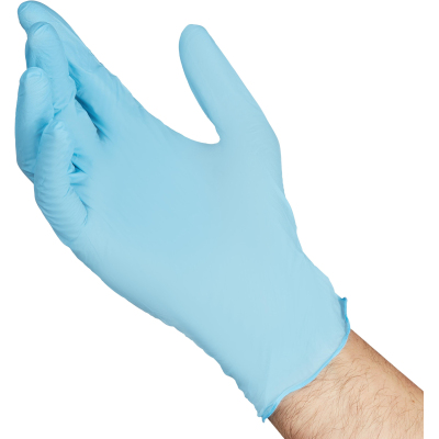 Перчатки нитрил,н/с, н/о текс.на пал.SFM (XS) голуб. 100пар/уп