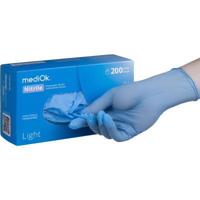 Перчатки нитрил., mediOk голубой LIGHT (XL) 100пар/уп
