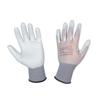 Перчатки защитные нейлон с п/у 18кл серые SCAFFA Контакт PU1850T-GR р.7