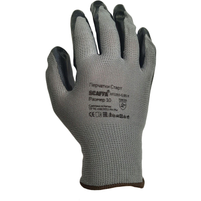 Перчатки защитные нейлон с нитрилом SCAFFA Старт NY1350-G/BLK р.9