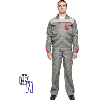 Костюм рабочий летний муж л10-КБР сер/с-сер 60-62 182-188 (Базис)