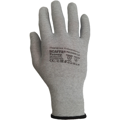 Перчатки защитные антистатич SCAFFA Antistat Контакт PU1350AK-LG нейлон р10