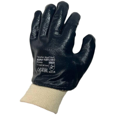 Перчатки защитные тройное нитриловое покрытие резинка SCAFFA NBR1560 р.9